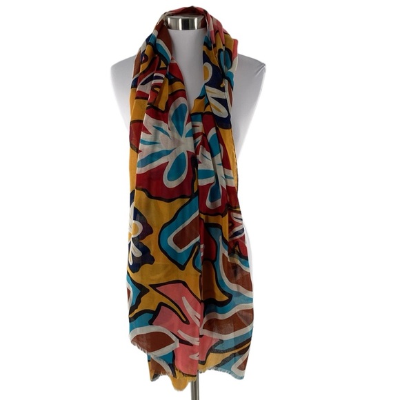 NWT Joy Susan Abstract 90's Print Spring Scarf 74 x 36 - Picture 2 of 6